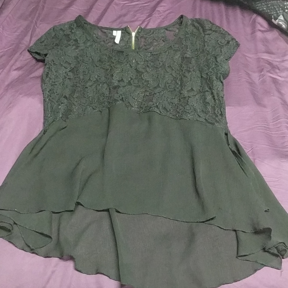 Black lace sheer top